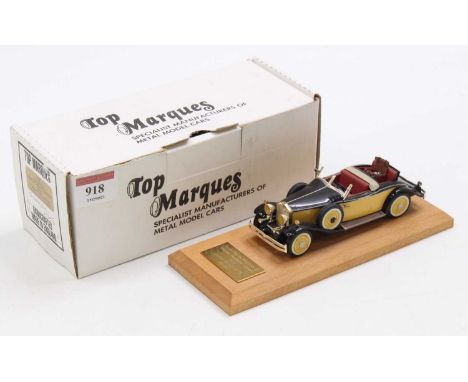 Top Marques, 1/43rd scale white metal model of a GS9 Rolls Royce Phantom 2 Henley Roadster, 1931/32, yellow and black example