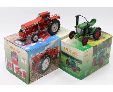 A Universal Hobbies 1/16 scale model tractor group, to include a No. 2098 Deutz F1 Mf14 1936 tractor, together with a Univers