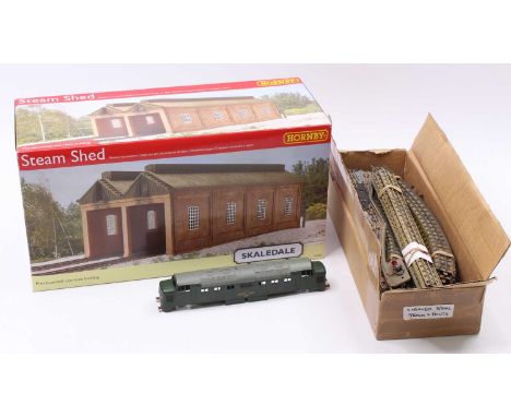 Three items: Hornby Skaledale R9822 Steam Shed, (M) in totally unopened polystyrene inner packaging with card outer. With sma
