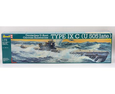 A Revell 1/72nd scale model of a German Submarine Deutsches U-Boat Type IX C (U 505 Late), as new in its original box with br