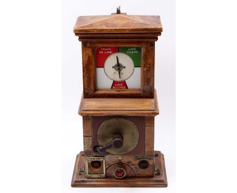 An original Midland Railway Company block instrument, mahogany cased rotary block instrument stamped 'MR Co. 1912' on the top