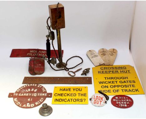 A collection of Midland Railway original railwayana, to include a Midland Railway Company No. 1899 stick telephone, a cast ir