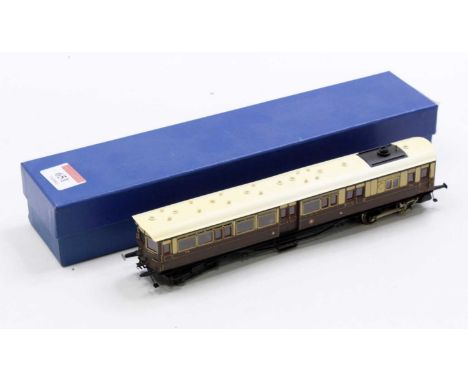 Mallard Models 00 Gauge kit built model of a GWR Steam Railcar, chocolate and cream example,Tenshode Motor bogie with coach p