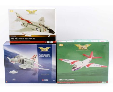 A collection of three boxed Corgi Aviation Archive 1/72 scale diecasts to include Ref. Nos. AA33201, F4N4 Phantom, AA33212 F4