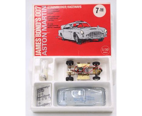 Strombecker Raceways "James Bond" 1/32nd scale Aston Martin Slot Car Set, un-started and contents appears complete, excellent