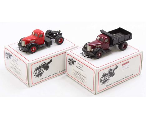 2x US Model Mint Trucks, 1:43 scale to include: US-23 1947 International KB-12 dump truck, US-19 1947 International KB-12 red