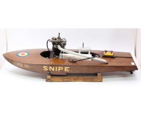 A very well made scratchbuilt model of a Tethered Hydroplane engine, circa 1930s and titled Snipe, originally built by Charle