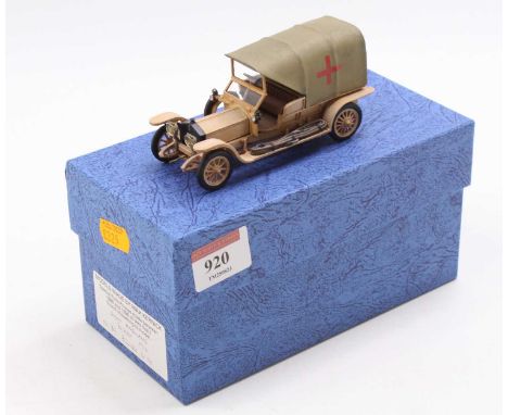 Top Marques by Max Kernick, 1/43rd scale white metal model of a Rolls Royce 1916 Ghost Desert Ambulance, limited edition No.3