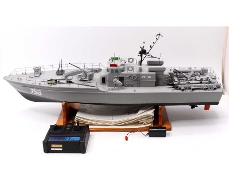 A kit built radio controlled model of a radio controlled PT-15 Torpedo boat, well made example, supplied with a quantity of d