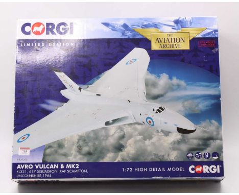 A Corgi Aviation Archive No. AA27202 limited edition 1/72 scale model of a n Avro Vulcan B Mk2, housed in the original box, m