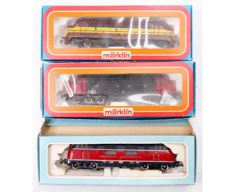 A Marklin HO scale diesel locomotive group to include a No. 3134 CFL Railways No. 1601 diesel loco, a Marklin No. 3021 Deutsc