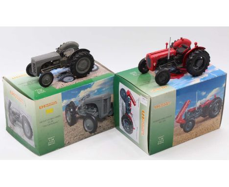 A Universal Hobbies 1/16 scale model tractor group to include the Little Grey Massey Ferguson TE20, together with a Massey Fe