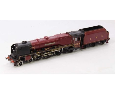 0 Gauge scratchbuilt model of a 2-rail Duchess of Buccleuch Locomotive and tender, LMS Maroon and numbered 6230, well made ex