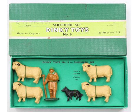 Dinky Toys Shepherd Set No.6. Original stringing. (M) (BE) with the name ‘R.Clifford’ in ball point pen on label