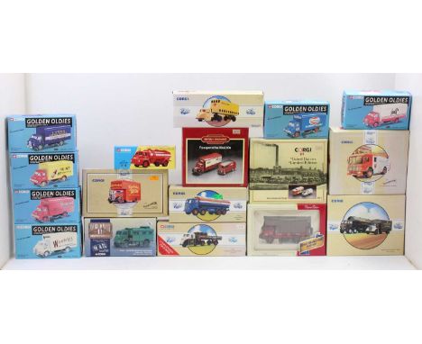 17 Corgi Classics modern issue diecasts, with examples including No. 30302 Thames Trader, No. 60302 Bedford QLR Army Truck, N