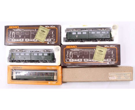 BEMO HOm items: two electric Lokomotive Ge 6/6 II Nr 701-2 der Rhatischen Bahn – scale 1:87, one named ‘RAETIA’, the other ‘C