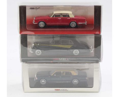 TSM Model Scale Miniatures, 1/43rd scale group, to include 1975 Rolls Royce Silver Shadow 1, 1962 Rolls Royce Phantom V Sedan