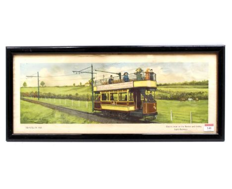 A Hamilton Ellis Travel in 1915 electric tram on the Burton &amp; Ashby Light Railways carriage print, housed in a later rect