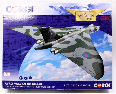 A Corgi Aviation Archive No. AA27201 1/72 scale model of a limited edition Avro Vulcan B2 XH558 Vulcan to the Sky Aircraft, h