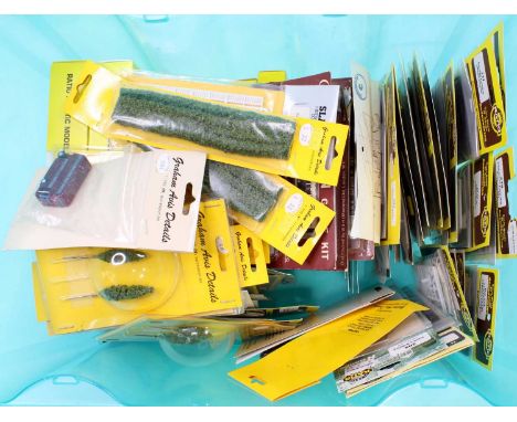 Large plastic crate containing approx. 48 Ratio N-gauge kits. Many sealed in original packaging. Some might have been opened 