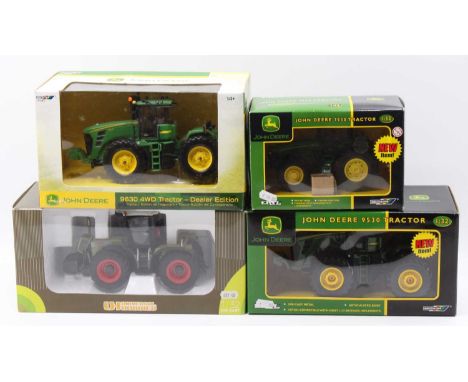 A collection of Universal Hobbies and Britains 1/32 and 1/16 scale boxed model tractors, four various examples to include a B