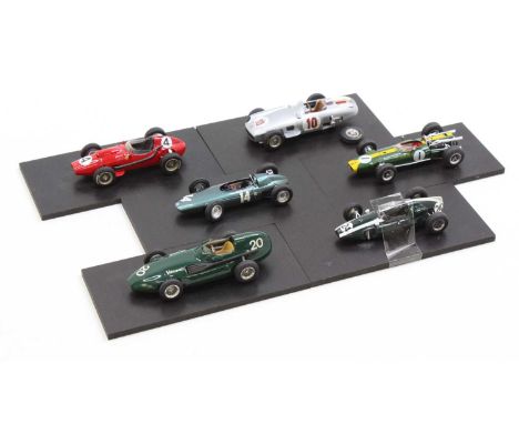 A small collection of Spark 1/43rd scale model racing cars, with examples including a Lotus BRM as driven by Jim Clark in 196