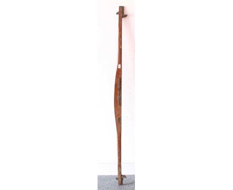 An original railway interest oak and brass track measuring stick, complete with elevation and level, length 158cm, this origi