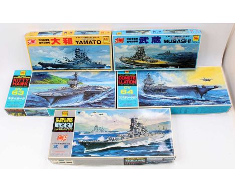 Otaki Warship kits 1.800 scale, 6 - US Navy Kittyhawk Aircraft Carrier, 7 - US Navy Constellation Aircraft Carrier, 1.600 sca