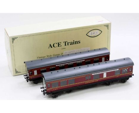 Two ACE Trains LMS Stanier Main Line coaches, maroon, with windows: All 1st 4195 and Restaurant car 4799. Both (NM). Both pac