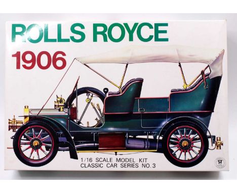 Gakken 1.16 scale, No.3 1905 Rolls Royce 3 cyl 4 seater ‘Silver Ghost’ inc engine/chassis/suspension &amp; brass parts. Mint 