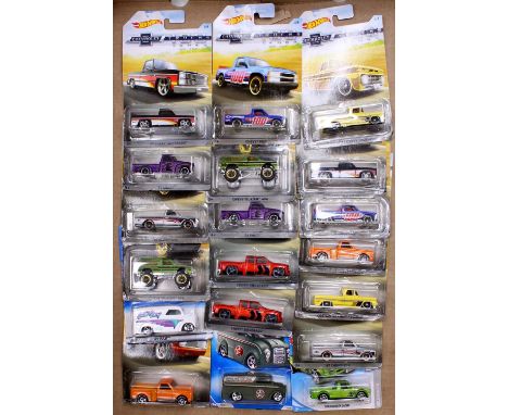 19 American Outline Hotwheels Chevrolet Trucks 100 Years Commemorative Issue model vehicles to include a Chevy 1500 and other