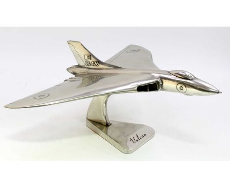 A Compulsion Gallery brushed diecast model of an Avro Vulcan XL426, approx 1/72 scale, with original display standDimensions: