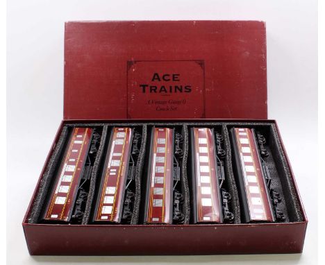 ACE Trains five coach set LMS ‘Merseyside Express’, printed windows, with coach-boards (E) (BVG)