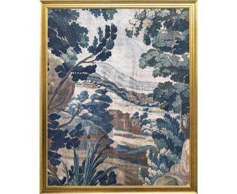 AFTER THE 18TH CENTURY SCHOOL, Landscape with Country House, lithograph on textile, 169cm x 136cm, framed. 