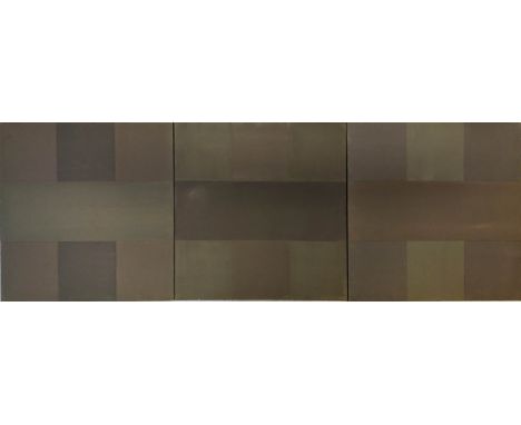 THE TRINITY BY ABE (1976), A trio of captivating chromatic black paintings paying homage to, and in the style of Ad Reinhardt