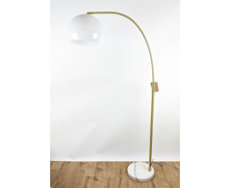 FLOOR LAMP, 1960's Italian style design, perspex shade, gilt metal, stone base, 164.5cm H. 