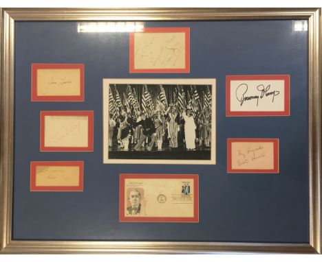  YANKEE DOODLE DANDY: Small selection of signed album pages, cards and a First Day Cover by various actors and actress who st