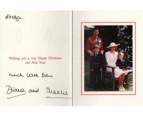  CHARLES & DIANA: CHARLES (1948- ) Prince of Wales & DIANA (1961-1997) Princess of Wales. Signed and inscribed Christmas gree