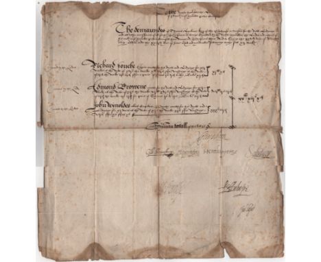 PRIVY COUNCIL: A good D.S. by eight members of the Privy Council of King James I, one page, square folio, n.p., London, 25th 