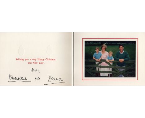  [CHARLES & DIANA]: CHARLES (1948- ) Prince of Wales & DIANA (1961-1997) Princess of Wales. A Christmas greetings card bearin