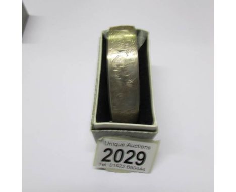 A boxed silver bangle, S &amp; P, Birmingham.