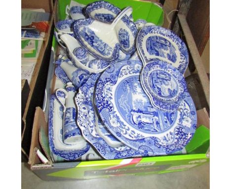 Approximately 30 pieces of Spode blue and white china.