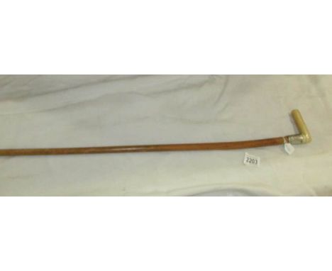 A 19th century walking stick with silver collar.