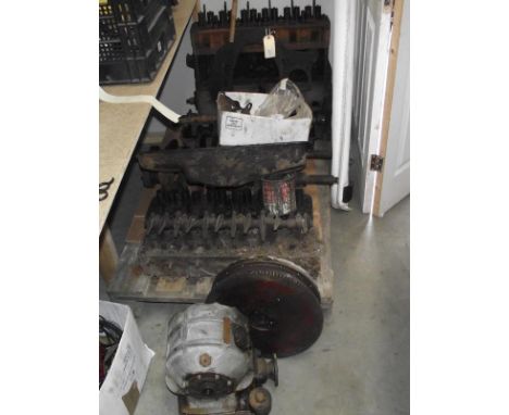 A quantity of Daimler DB18 engine parts including heads, cranks etc.