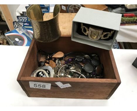 A jewellery box &amp; contents including silver bangle