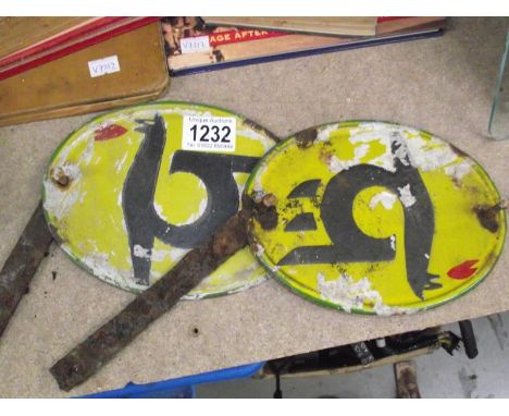2 European enamel lorry signs