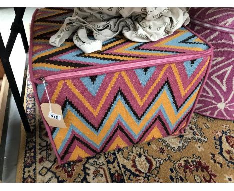 An Amy Kent pouffe (square zig zag multicolour)