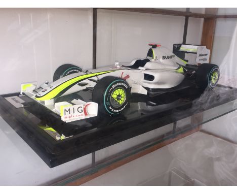 An Amalgam 1/8th scale model Formula 1 racing car of the Brawn GP team as raced at the Monaco Grand Prix on 24th May 2009 Lim