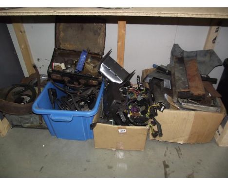 4 boxes of used car parts mainly Jaguar including wiper and light switches etc.