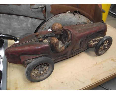 A large scale resin model of a 1930's racing car